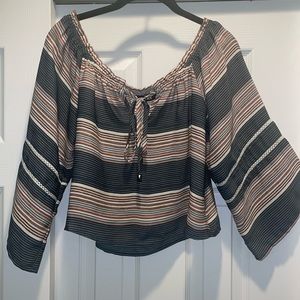 Off the shoulder striped shirt